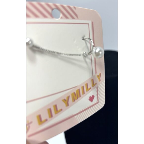 LILYMILLY Silver Pearl Chain Dangle Earrings Costume Drop Fashion Jewelry NEW - Picture 2 of 6